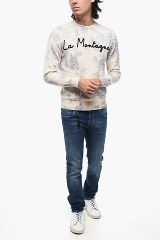 Printed Wool Blend Crew-Neck Sweater