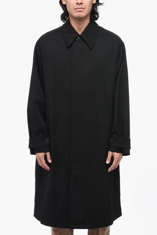 Virgin Wool Blend Coat with Hidden Closure