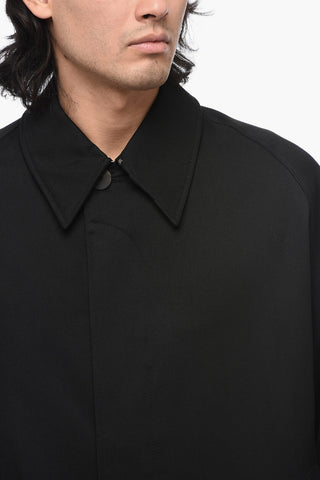Virgin Wool Blend Coat with Hidden Closure