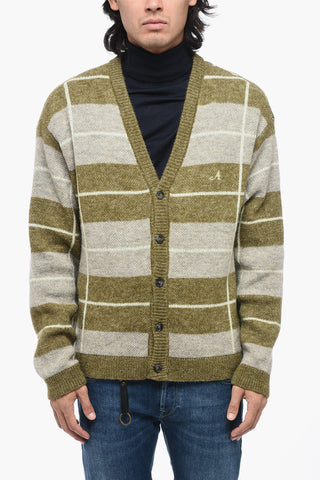 Cardigan Bicolore a Righe con Scollo a V
