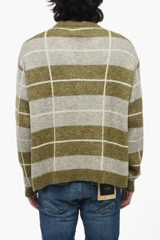 Cardigan Bicolore a Righe con Scollo a V