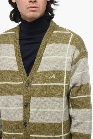 Cardigan Bicolore a Righe con Scollo a V