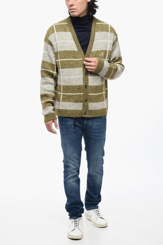 Cardigan Bicolore a Righe con Scollo a V