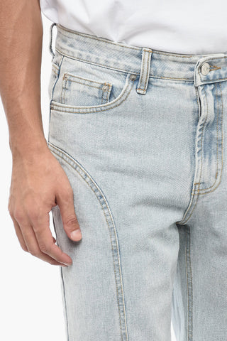 Straight Leg Deconstructed Jeans with Visible Stitching 23cm