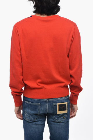 Argyl Motif Two-Tone Crew-neck Sweater