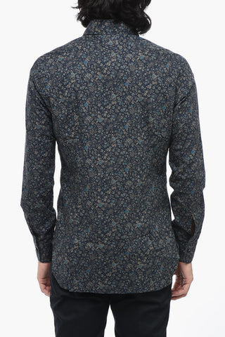 Floral-Motif Shirt With Spread Collar