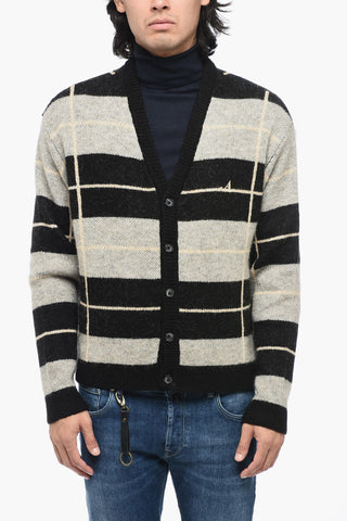 Two-tone Striped V-Neck Cardigan