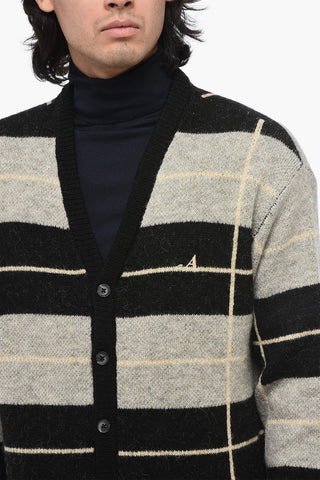 Two-tone Striped V-Neck Cardigan