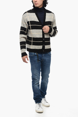 Two-tone Striped V-Neck Cardigan