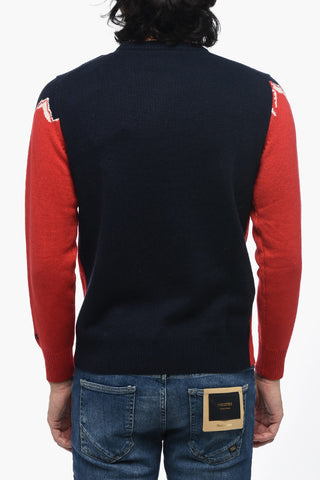 Maglia Girocollo Bicolore con Ricamo