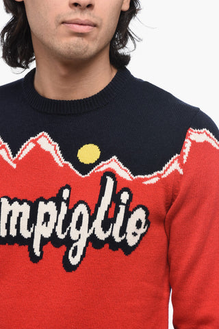 Maglia Girocollo Bicolore con Ricamo