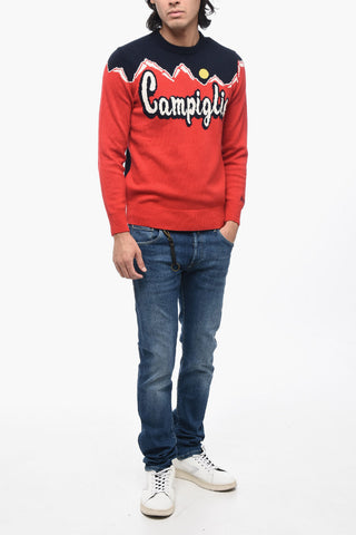 Maglia Girocollo Bicolore con Ricamo
