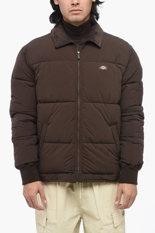 Solid Color EISENHOWER Padded Jacket with Velvet Collar