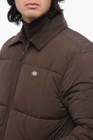 Solid Color EISENHOWER Padded Jacket with Velvet Collar