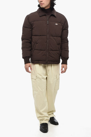 Solid Color EISENHOWER Padded Jacket with Velvet Collar