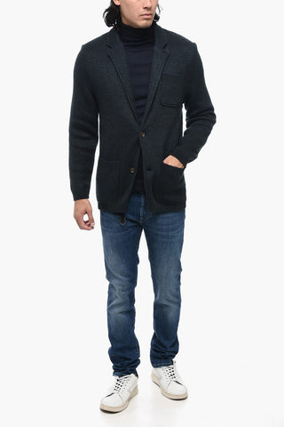 Blazer in Maglia con Bottoni in Corno