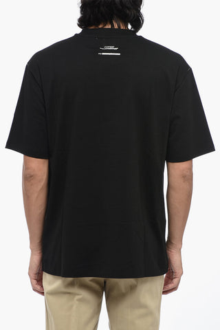 Solid Color Crew-neck T-Shirt with Breast Pocket and Visible Stitching