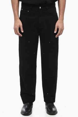 Dark Washed Jeans with Corduroy Pockets 20cm