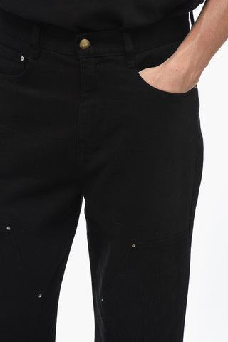 Dark Washed Jeans with Corduroy Pockets 20cm