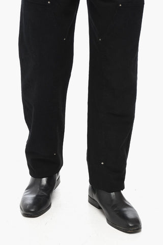 Dark Washed Jeans with Corduroy Pockets 20cm
