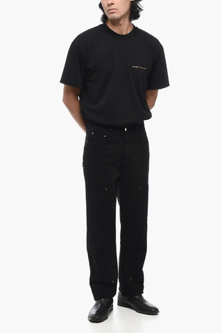 Dark Washed Jeans with Corduroy Pockets 20cm