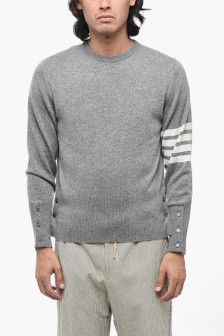 Cashmere Crewneck Sweater with Striped Detail