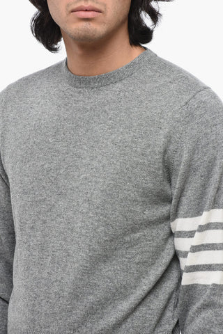 Cashmere Crewneck Sweater with Striped Detail