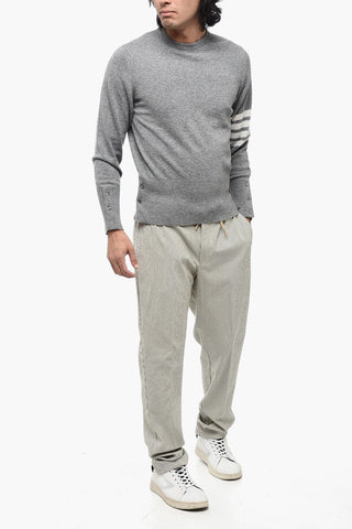 Cashmere Crewneck Sweater with Striped Detail