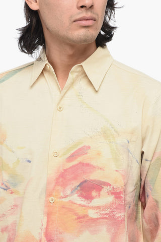 Camicia in Popeline di Cotone Stampata con Taschino