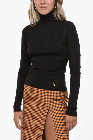 Turtleneck Ribbed Wool Sweater