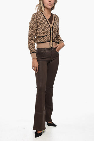 Cashmere Blend Crop Cardigan with Morset Motif