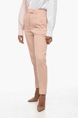 Pantaloni in Lana Twill con Piega Frontale