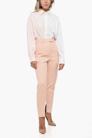 Pantaloni in Lana Twill con Piega Frontale