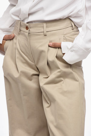 Pantaloni Palazzo in Cotone a 2 Pinces