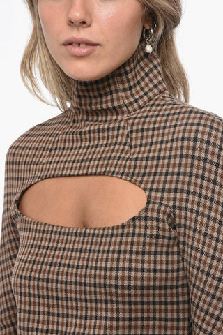 Top in Lana Stretch a Collo Alto con Dettaglio Cut Out