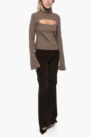Top in Lana Stretch a Collo Alto con Dettaglio Cut Out