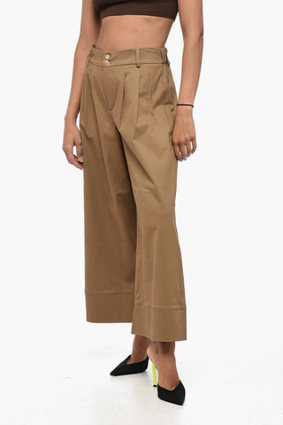 Pantaloni Crop a Gamba Ampia con Pince