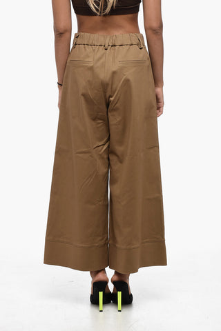 Pantaloni Crop a Gamba Ampia con Pince