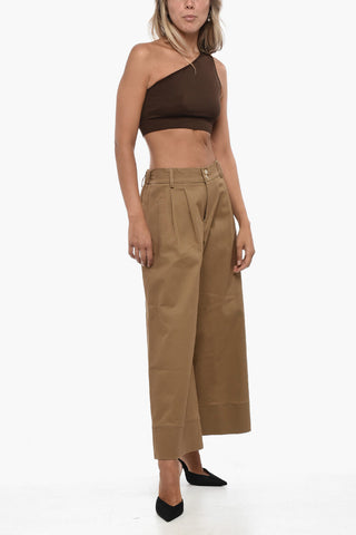 Pantaloni Crop a Gamba Ampia con Pince