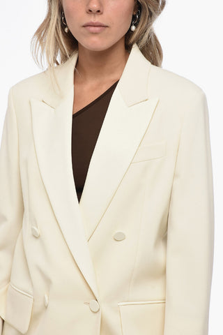 Double-breasted MONICA Wool Blazer with Satin Details