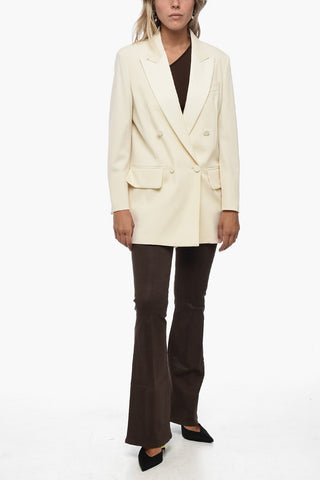Double-breasted MONICA Wool Blazer with Satin Details