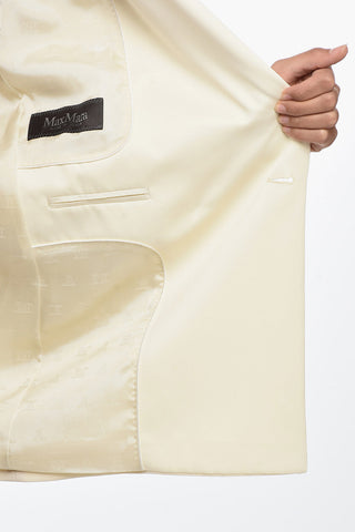 Double-breasted MONICA Wool Blazer with Satin Details