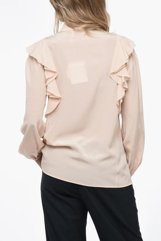 Ruffled Sleeve Silk Shirt