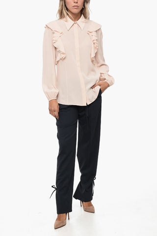 Ruffled Sleeve Silk Shirt