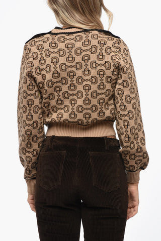 Cashmere Blend Crop Sweater with Morset Motif