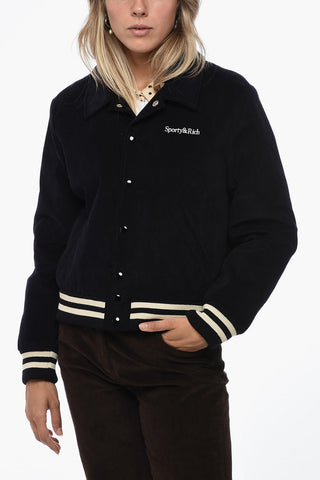 Corduroy Bomber Jacket with Snap Buttons
