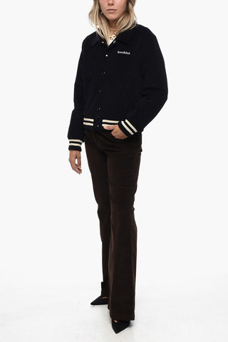 Corduroy Bomber Jacket with Snap Buttons