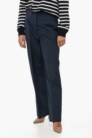 Pantaloni Chino in Misto Cotone con Abbottonatura a Scomparsa