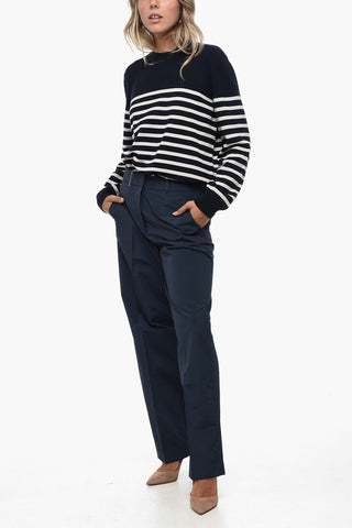 Pantaloni Chino in Misto Cotone con Abbottonatura a Scomparsa