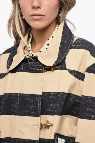 Giubbotto in Canvas a Righe con Chiusura Ganci